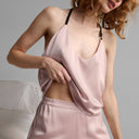 Washable Silk Cami Pant Set: Delicate Pink/Immersed Black