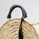 Straw Bags For Women with leather, Straw Handbags: Black