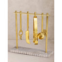 Jubel Gold Bar Tools Set with Travertine Onyx Base