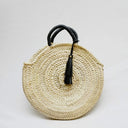 Straw Bags For Women with leather, Straw Handbags: Black