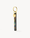 Bar Keychain in Green Tortoise - Gold