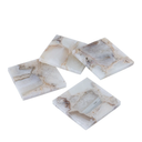 BIDKhome Set of 4 White Agate Coasters
