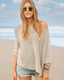 Key West Chunky Crew Cotton  Sweater - Khaki